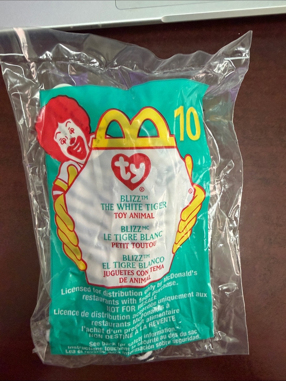 Vintage 2000 McDonald's Ty Blizz the‎ Tiger Plush #10 in package SEALED